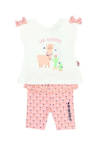 T-shirt en Broek Koraalrood en wit  