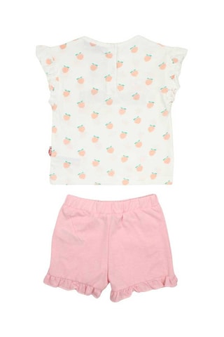 Camiseta y short  - Blanco, naranja y rosa