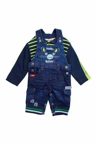 Polo de manga larga y peto  - Azul y verde