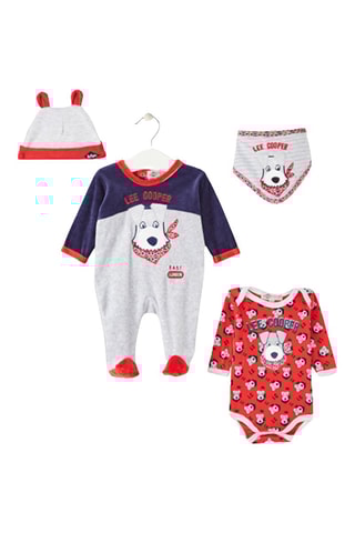 Conjunto de 4 piezas  - Blanco, azul y rojo