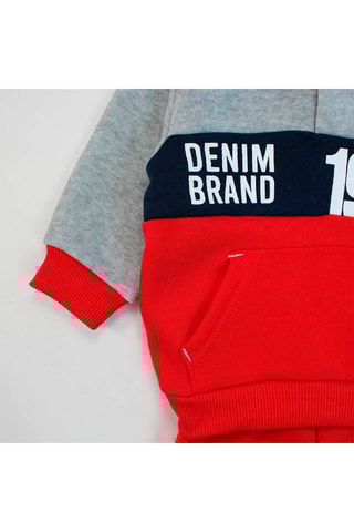 Sweater met Capuchon en Joggingbroek - Grijs en rood