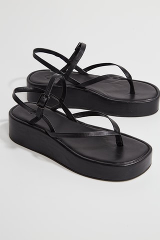 Sandali platform in pelle - Nero