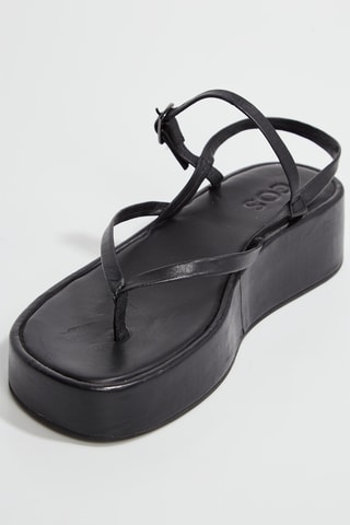 Sandali platform in pelle - Nero