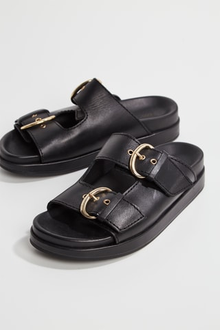 Sandali platform in pelle - Nero