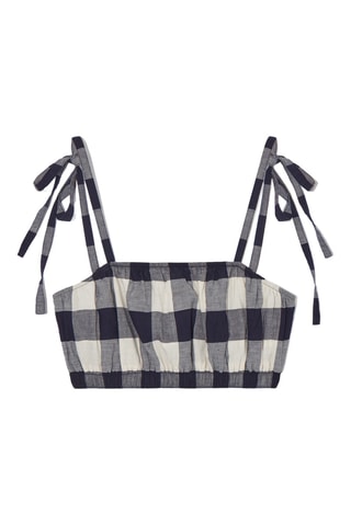 Crop top in lino - Blu