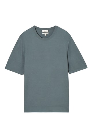 T-shirt in seta - Blu-grigio