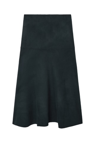 Gonna a campana in lana a vita alta - Turchese