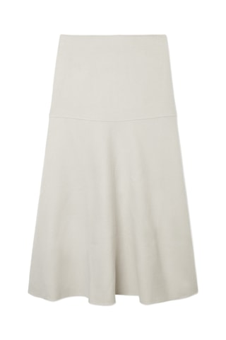 Gonna a campana in lana a vita alta - Beige