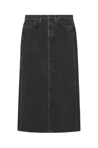 Gonna taglio dritto in jeans - Nero