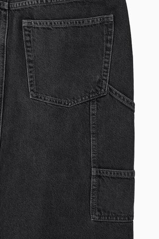 Gonna taglio dritto in jeans - Nero