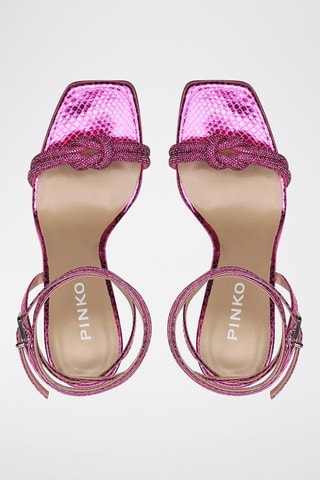 Sandali con tacco in pelle di capra - Fucsia