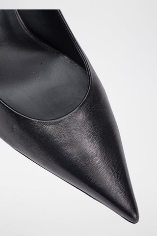 Décolleté con zeppa in pelle - Nero