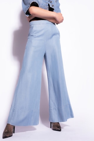 Pantaloni wide legs - Celeste