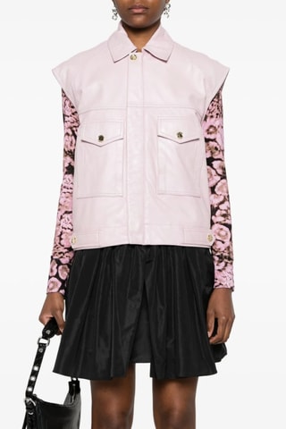 Giacca senza maniche in pelle di montone - Rosa