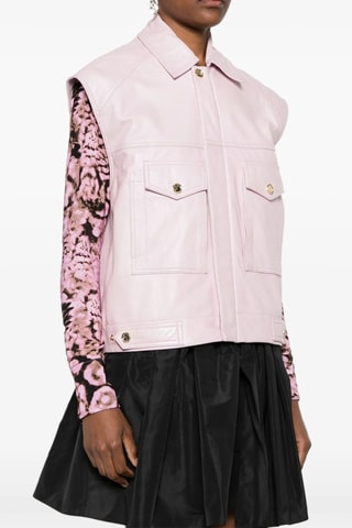 Giacca senza maniche in pelle di montone - Rosa