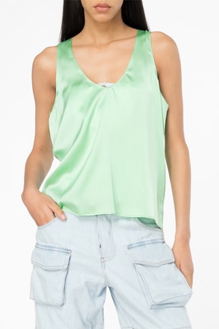 Top in seta senza maniche - Verde