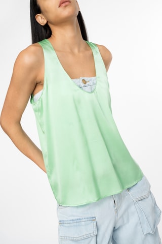 Top in seta senza maniche - Verde