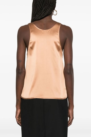 Top em seda - Castanho-claro