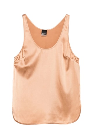 Top em seda - Castanho-claro