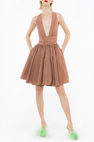 Vestido estilo patinadora - Castanho