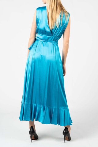 Vestido em rami sem mangas - Azul-turquesa