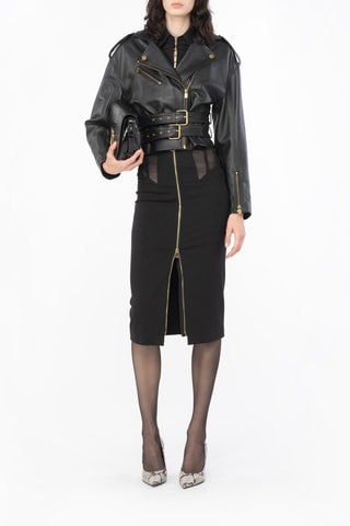 Gonna taglio dritto a vita alta - Nero