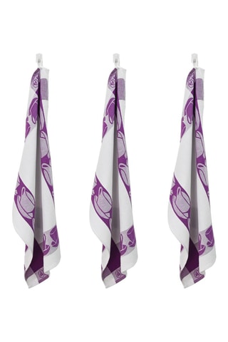 3 strofinacci in cotone Egiziano Collezione Carré - Malva 