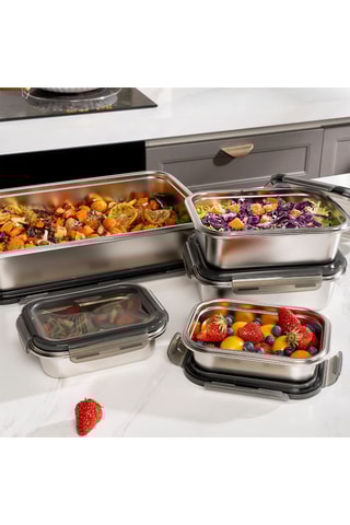 5 contenitori salvafreschezza in acciaio inossidabile e senza BPA - 2 x 65 cl/2 x 1,3 l/5 l