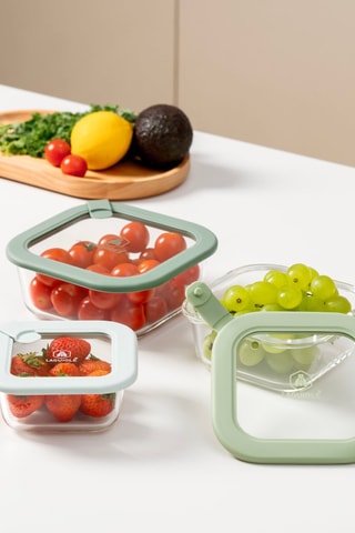 3 contenitori salvafreschezza in vetro borosilicato con coperchio - 320/520/800 ml