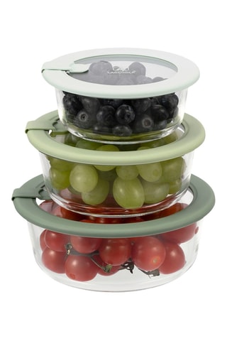 3 contenitori salvafreschezza in vetro borosilicato con coperchio - 400/650/950 ml