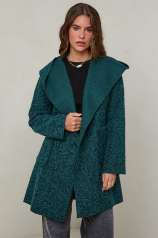 Abrigo con capucha - Verde oscuro jaspeado