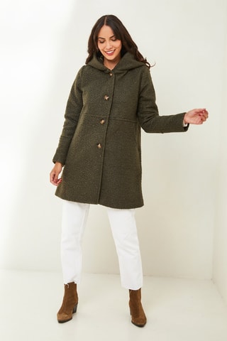 Manteau à capuche toucher doux - Kaki