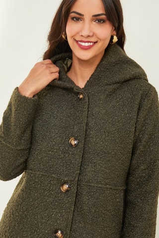 Manteau à capuche toucher doux - Kaki