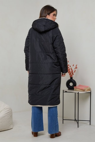 Anorak reversible con capucha - Negro y beige