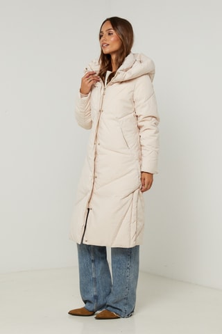 Anorak largo con capucha - Beige