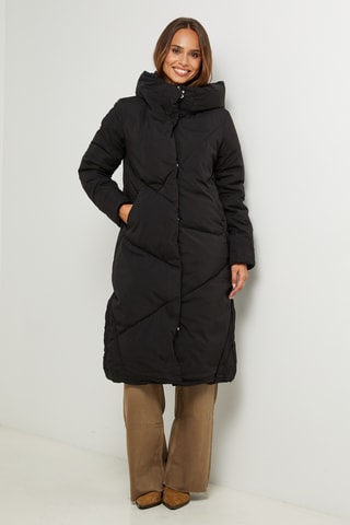 Anorak largo con capucha - Negro
