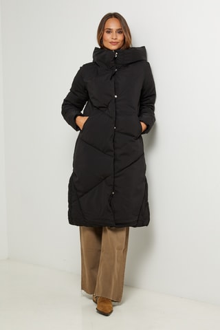 Anorak largo con capucha - Negro