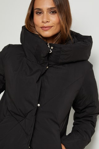 Anorak largo con capucha - Negro