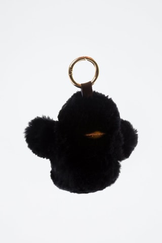 Portachiavi in pelle di coniglio - Nero
