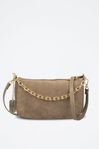 Borsa a mano in pelle scamosciata - Taupe 