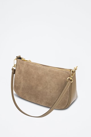 Borsa a mano in pelle scamosciata - Taupe 
