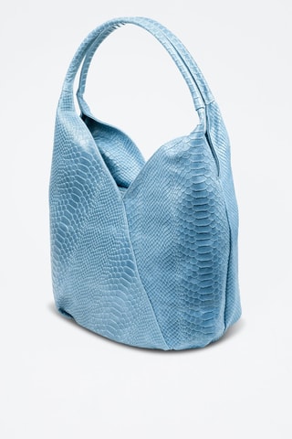 Borsa a mano in pelle scamosciata Jesi - Celeste 