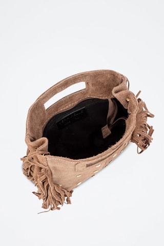 Borsa a mano in pelle scamosciata Barbata - Taupe