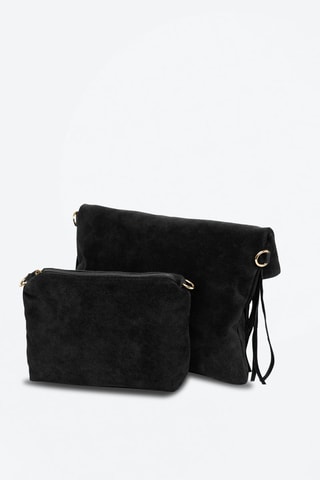 Borsa a mano in pelle scamosciata Amendolara - Nero