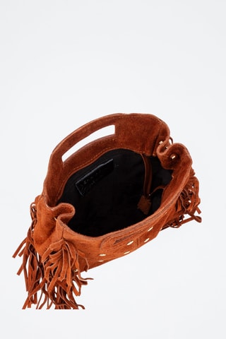 Borsa a mano in pelle scamosciata Barbata  - Marrone, dorato e argentato