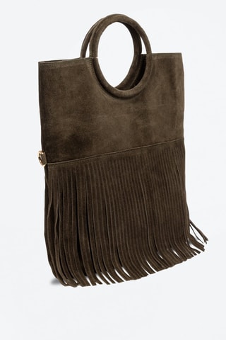 Borsa a mano in pelle scamosciata Amendolara - 
Marrone scuro - Firenze Artegiani