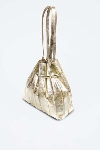 Borsa a secchiello e pochette in pelle - Dorato e senape