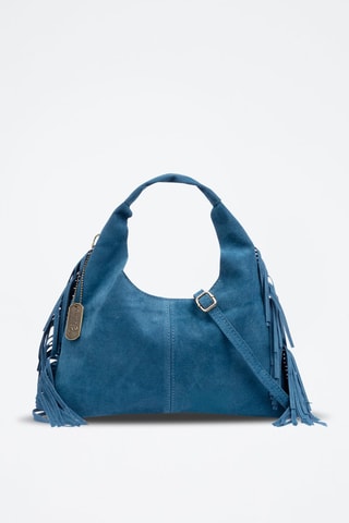 Borsa a spalla in pelle scamosciata - Cobalto