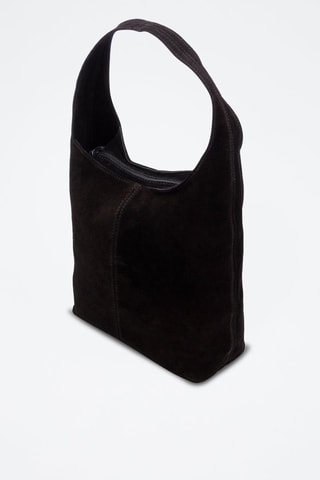 Borsa a spalla in pelle scamosciata - Nero