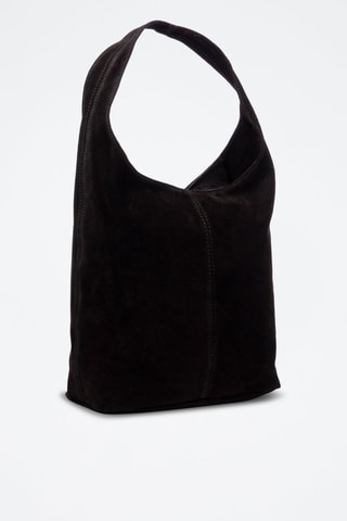 Borsa a spalla in pelle scamosciata - Nero